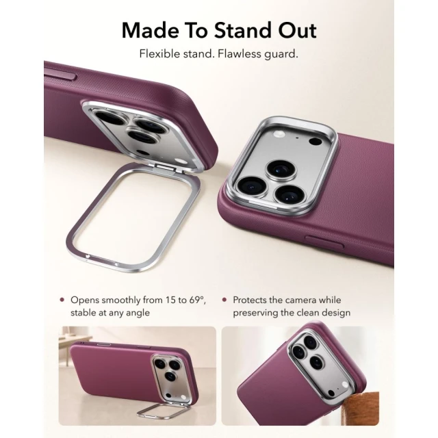 Чохол ESR Leather Kickstand для iPhone 18 Pro | 17 Pro Deep Burgundy (4894240303962)