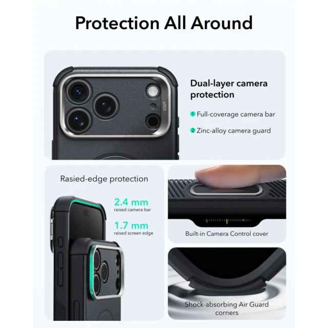Чохол ESR Cyber Tough Kickstand для iPhone 18 Pro Max | 17 Pro Max Black (4894240304006)