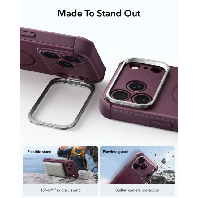 Чохол ESR Cyber Tough Kickstand для iPhone 18 Pro Max | 17 Pro Max Deep Burgundy (4894240304020)