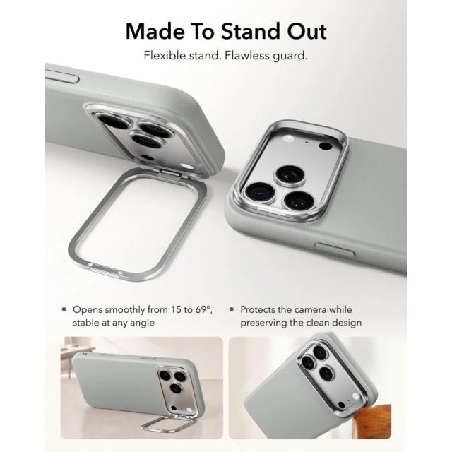 Чохол ESR Leather Kickstand для iPhone 18 Pro Max | 17 Pro Max Grey with MagSafe (4894240304037)
