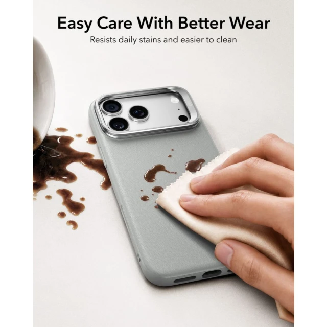 Чохол ESR Leather Kickstand для iPhone 18 Pro Max | 17 Pro Max Grey with MagSafe (4894240304037)
