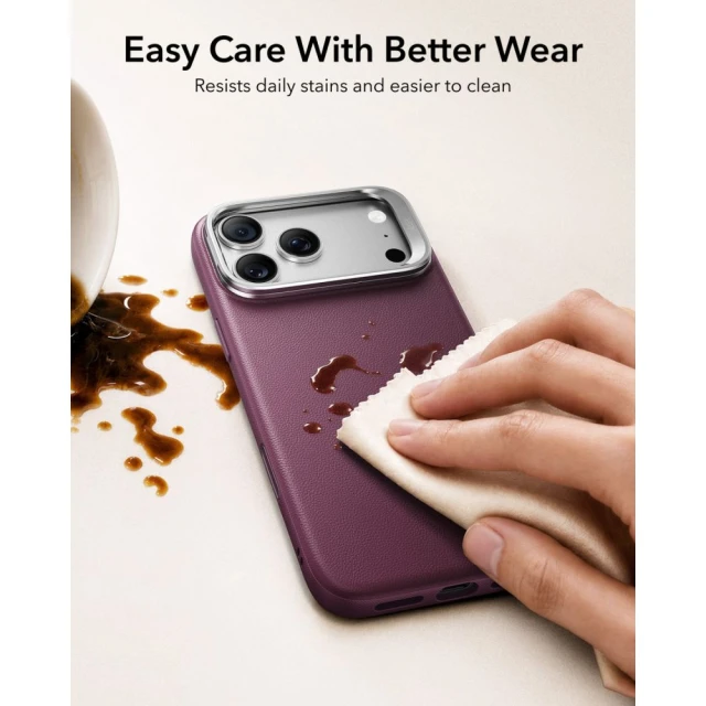 Чохол ESR Leather Kickstand MagSafe для Apple iPhone 17 Pro Max Deep Burgundy (4894240304068)
