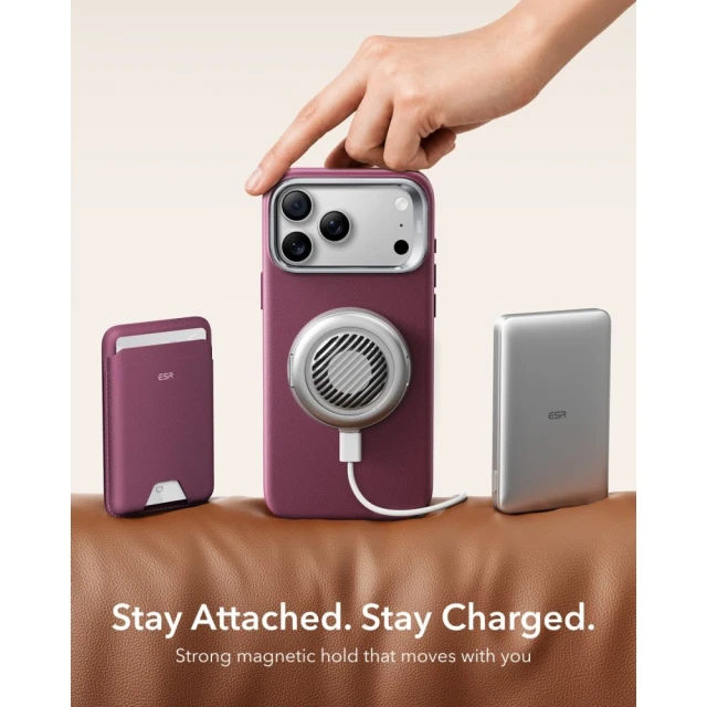 Чохол ESR Leather Kickstand MagSafe для Apple iPhone 17 Pro Max Deep Burgundy (4894240304068)