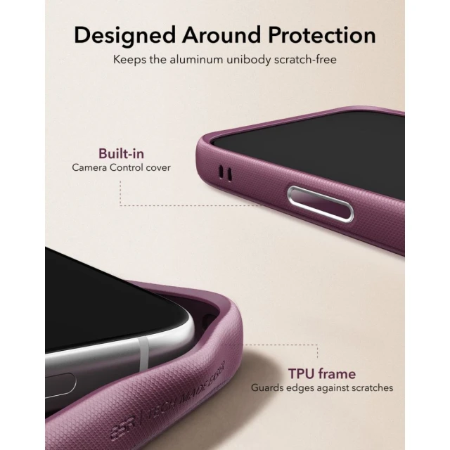 Чохол ESR Leather Kickstand MagSafe для Apple iPhone 17 Pro Max Deep Burgundy (4894240304068)