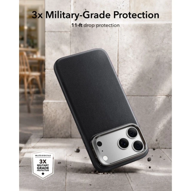 Чохол ESR Leather Kickstand для iPhone 18 Pro | 17 Pro Black with MagSafe (4894240304129)