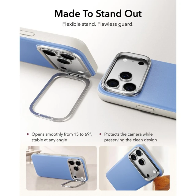 Чохол ESR Leather Kickstand для iPhone 18 Pro | 17 Pro Light Blue with MagSafe (4894240304723)