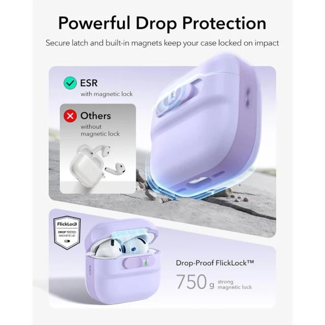 Чохол ESR Pulse Halolock для AirPods 4 Lavender (4894240307137)