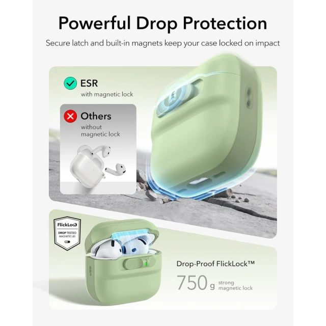 Чохол ESR Pulse Halolock для AirPods 4 Light Green (4894240307175)