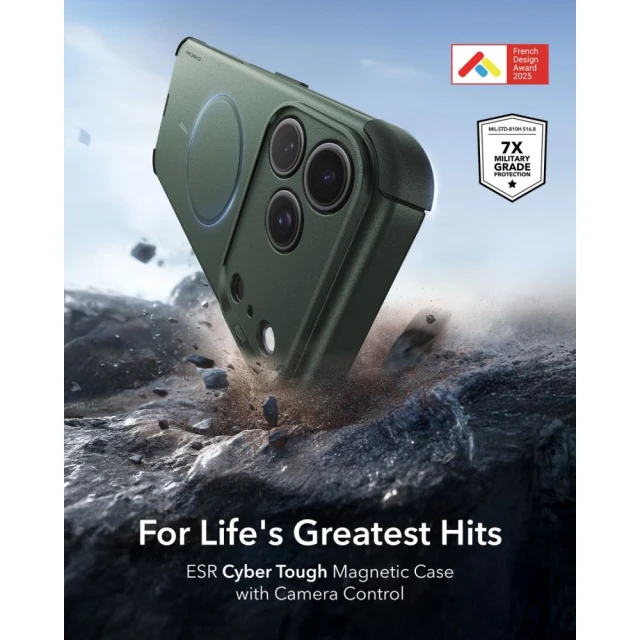 Чохол ESR Cyber Tough для iPhone 18 Pro Max | 17 Pro Max Green with MagSafe (4894240307854)
