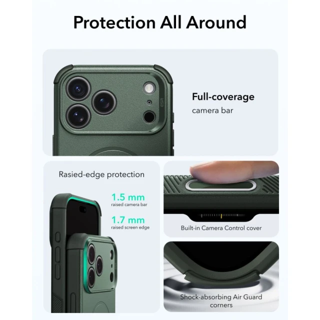Чохол ESR Cyber Tough для iPhone 18 Pro Max | 17 Pro Max Green with MagSafe (4894240307854)