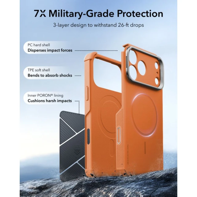 Чохол ESR Cyber Tough Kickstand MagSafe для Apple iPhone 17 Pro Max Orange (4894240307977)