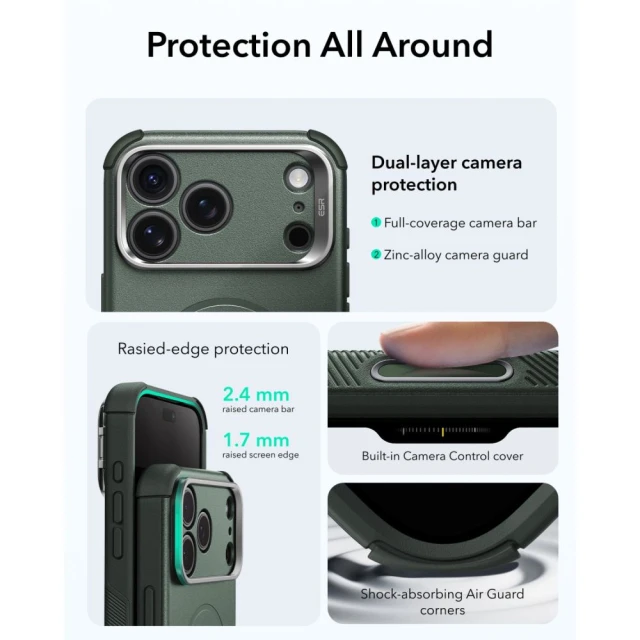 Чехол ESR Cyber Tough Kickstand для iPhone 18 Pro Max | 17 Pro Max Green (4894240307991)