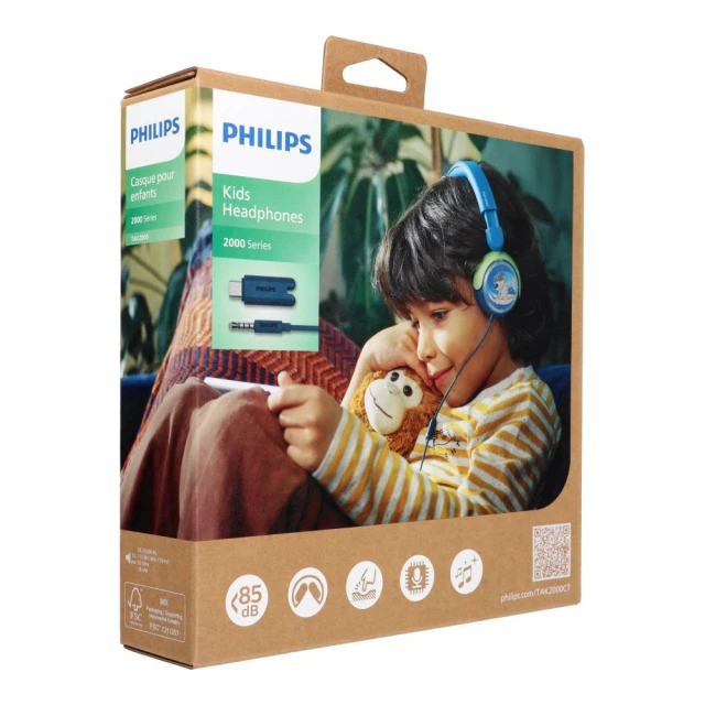 Навушники провідні накладні Philips TAK2000CT/00 для дітей бірюзові (4895229158948)