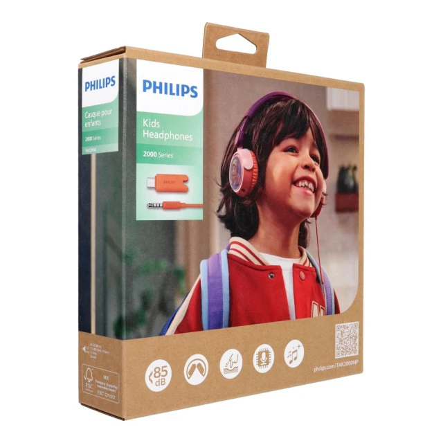 Навушники провідні накладні Philips TAK2000MP/00 для дітей фіолетові (4895229158955)
