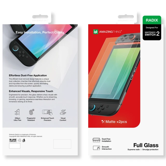 Захисне скло AmazingThing Radix Matte Glass для Nintendo Switch 2 (2 pack) Clear (4896238002383)
