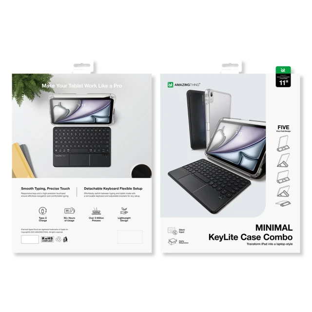 Чохол з клавіатурою AmazingThing Minimal Case KeyLite Combo для iPad Air 11 M2 Black (ENIPADAIR1125MINKEYBK)