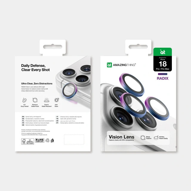 Захисне скло для камери AmazingThing Radix Vision Lens для iPhone 18 Pro Max | 18 Pro Clear (4896238012542)