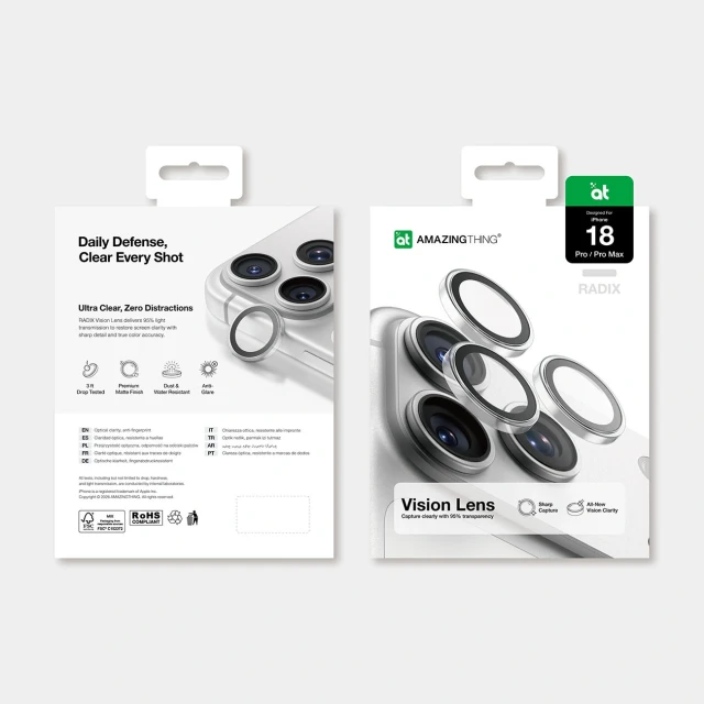 Захисне скло для камери AmazingThing Radix Vision Lens для iPhone 18 Pro Max | 18 Pro Clear (4896238012559)