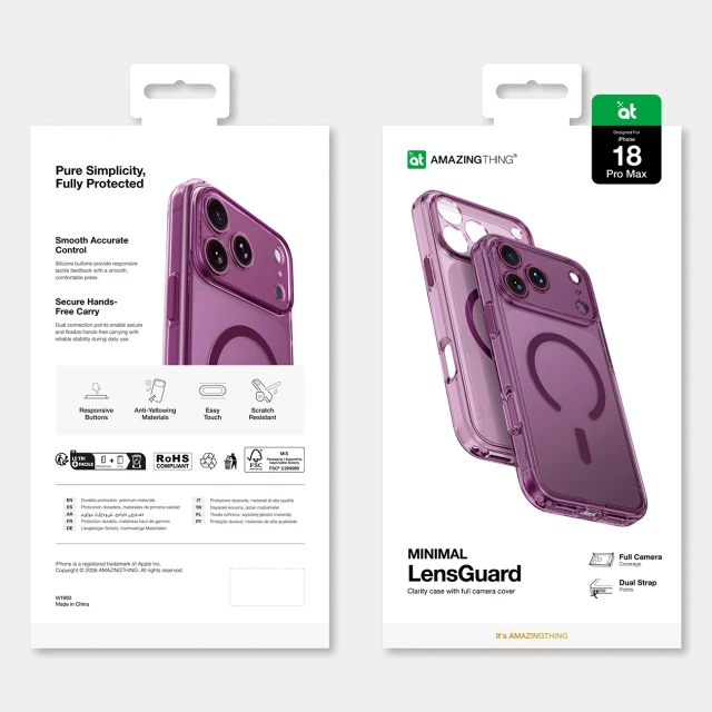 Чохол AmazingThing Minimal Mag Lens Case для iPhone 18 Pro Max Purple with MagSafe (4896238101598)