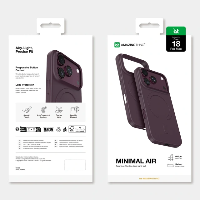 Чохол AmazingThing Minimal Air Case для iPhone 18 Pro Max Purple with MagSafe (4896238101635)