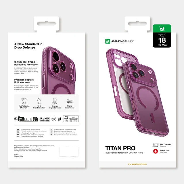 Чохол AmazingThing Titan Pro Lens для iPhone 18 Pro Max Purple with MagSafe (4896238101734)