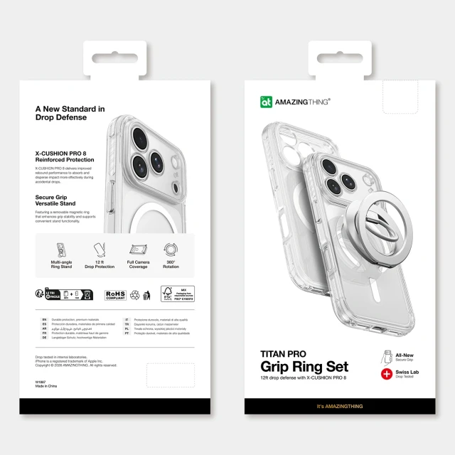 Чохол AmazingThing Titan Pro Lens Ring Set для iPhone 18 Pro Clear with MagSafe (4896238101789)