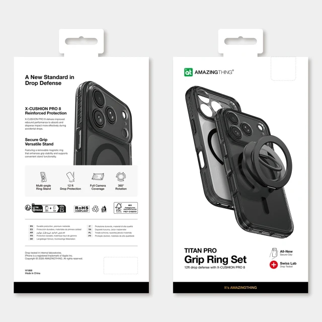 Чохол AmazingThing Titan Pro Lens Ring Set для iPhone 18 Pro Black with MagSafe (4896238101802)