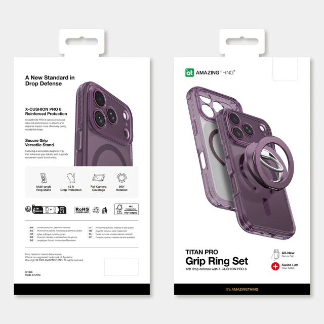 Чохол AmazingThing Titan Pro Lens Ring для iPhone 18 Pro Max Purple with MagSafe (4896238101833)