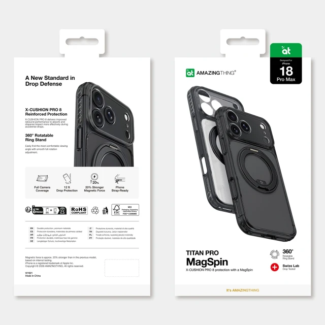 Чохол AmazingThing Titan Pro Spin Lens для iPhone 18 Pro Max Black with MagSafe (4896238101871)