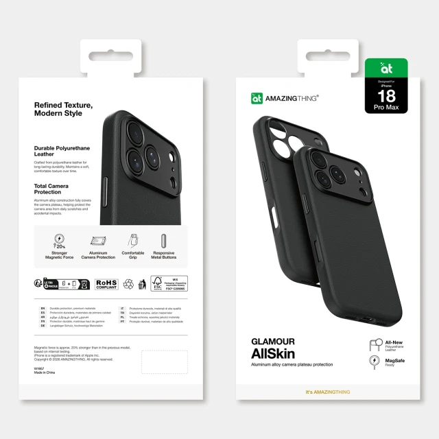 Чохол AmazingThing Glamour AllSkin для iPhone 18 Pro Max Black with MagSafe (4896238102380)