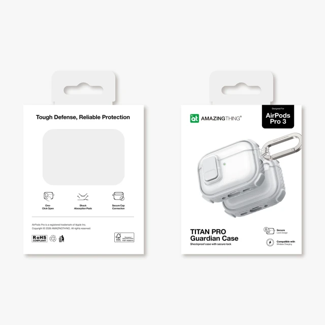 Чохол AmazingThing Titan Pro Mag Case Clear для AirPods Pro 3 White (4896238540106)