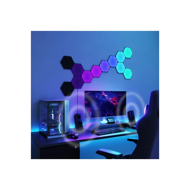 Панелі освітлення Nanoleaf Shapes Black Hexagons Starter Kit 9 шт 42 Вт WiFi (4897105335931)