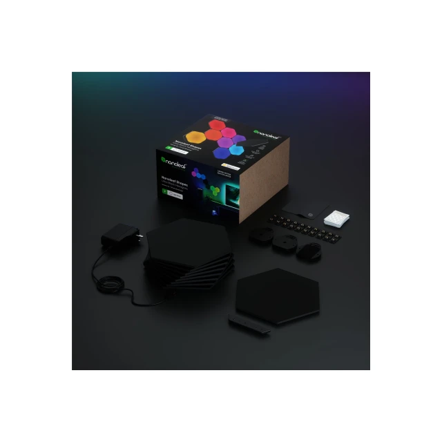 Панелі освітлення Nanoleaf Shapes Black Hexagons Starter Kit 9 шт 42 Вт WiFi (4897105335931)
