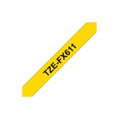 Стрічка Brother TZe-FX611 еластична термічна Black на Yellow 0,6 см x 8 м (4977766692991)