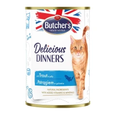Вологий корм для котів Butcher's Delicious Dinners шматочки з фореллю в желе 400 г (5011792007301)