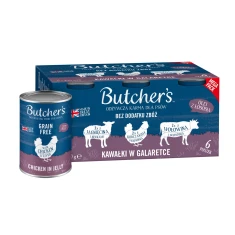 Вологий корм для собак Butcher's Original Recipe in Jelly мікс смаків з печінкою або нирками шматочки в желе 6 шт x 400 г (5011792009237)