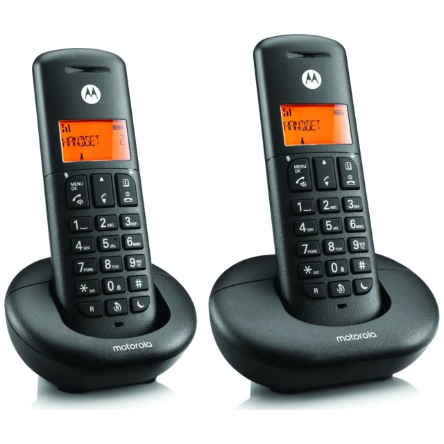 Телефон стаціонарний безпровідний Motorola E202 2шт Black (107E202)
