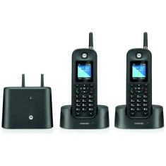 Телефон стаціонарний безпровідний Motorola O202 2шт Black (107O202BL-EU)