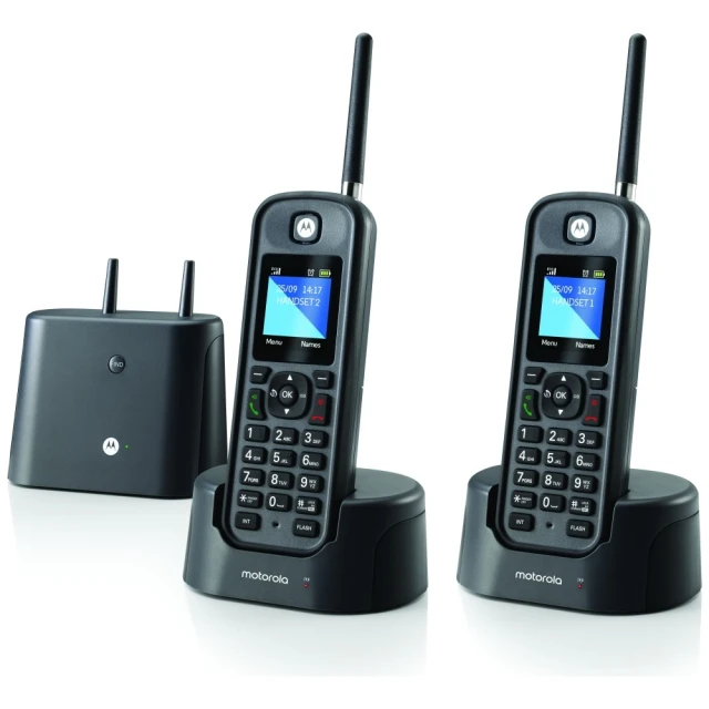 Телефон стаціонарний безпровідний Motorola O202 2шт Black (107O202BL-EU)