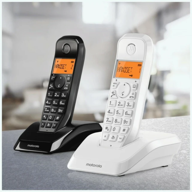 Телефон стаціонарний бездротовий Motorola S1202 2 шт. Black White (107S1202WB)