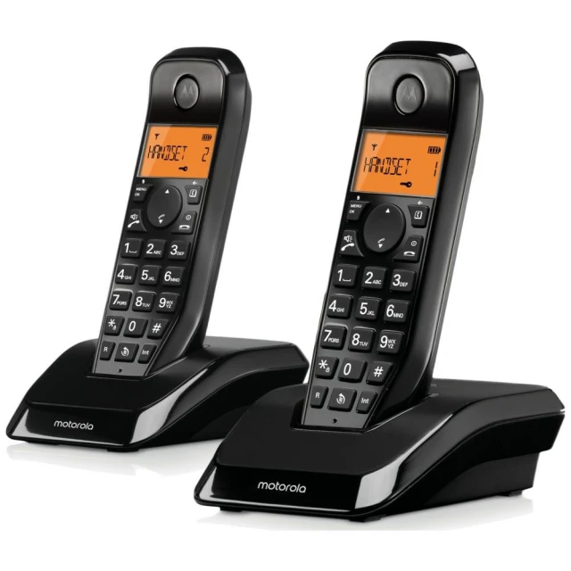 Телефон стаціонарний безпровідний набір 2 шт. Motorola S1202 Black (107S1202BLACK)
