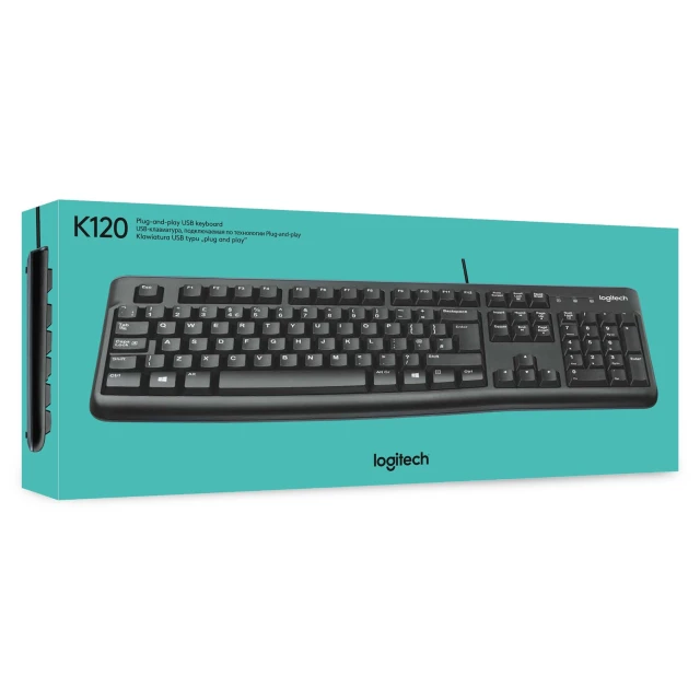 Клавиатура Logitech K120 проводная USB US раскладка Black (5099206021334)