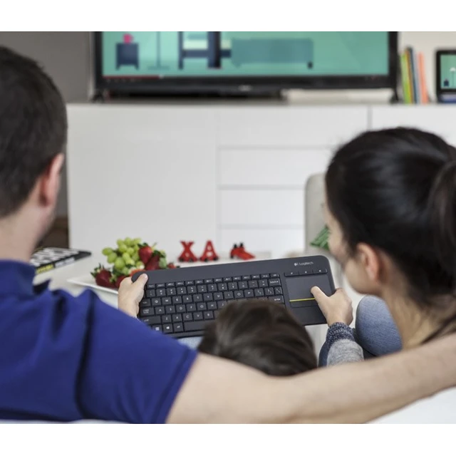 Клавиатура Logitech K400 Plus беспроводная USB 2.4 GHz голландская раскладка Black (5099206059429)