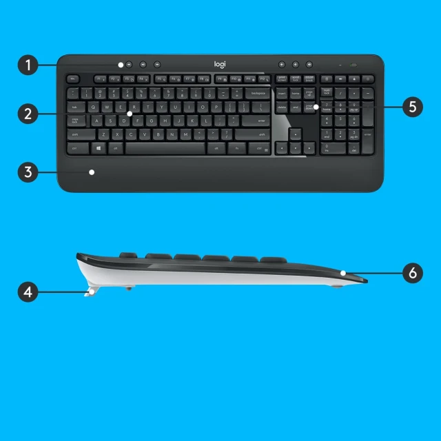 Комплект клавіатура + миша Logitech MK540 Advanced бездротовий 1000 DPI US розкладка Black (5099206077461)