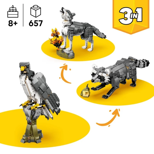 Конструктор LEGO Creator Лісові тварини: Сірий вовк 657 елементи (31393)