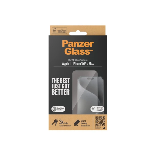 Захисне скло PanzerGlass Ultra-Wide Fit з позиціонером для iPhone 15 Pro Max (2812)