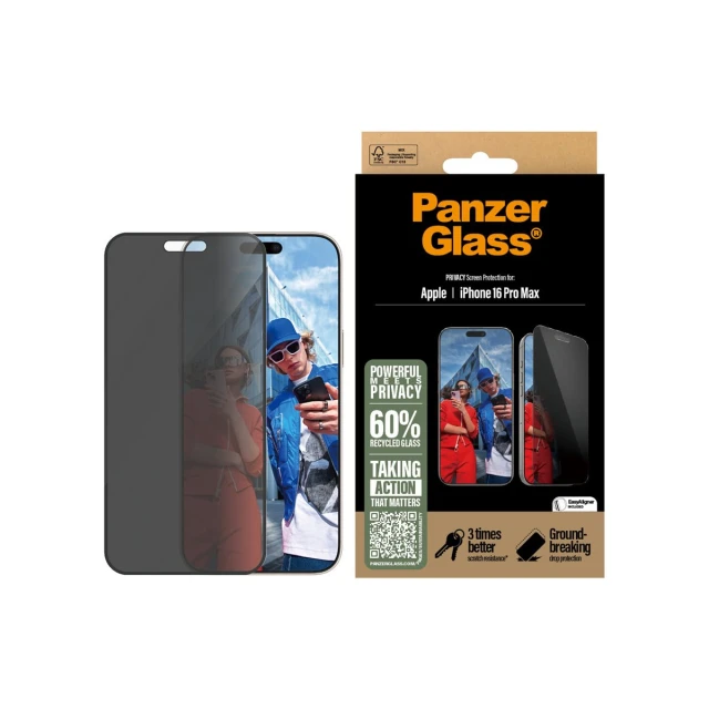 Захисне скло PanzerGlass Privacy Screen Protector Ultra-Wide Fit для iPhone 16 Pro Max (P2864)
