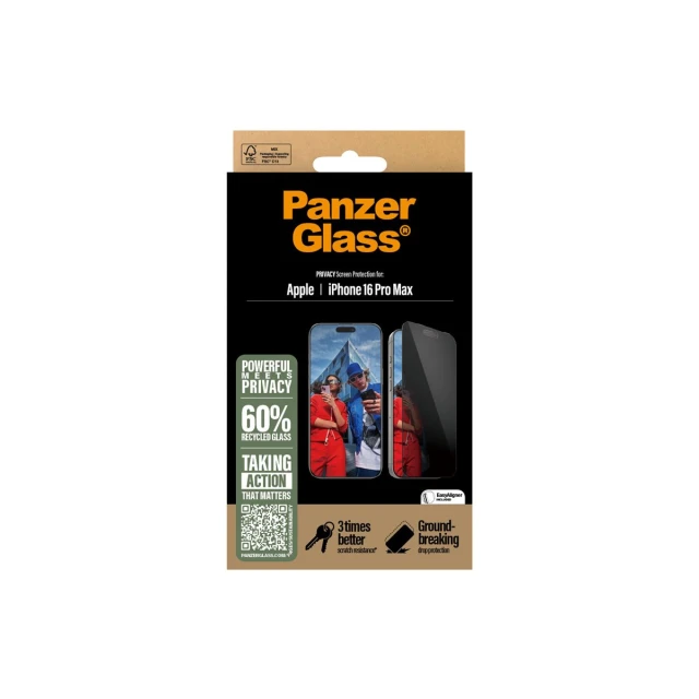 Захисне скло PanzerGlass Privacy Screen Protector Ultra-Wide Fit для iPhone 16 Pro Max (P2864)