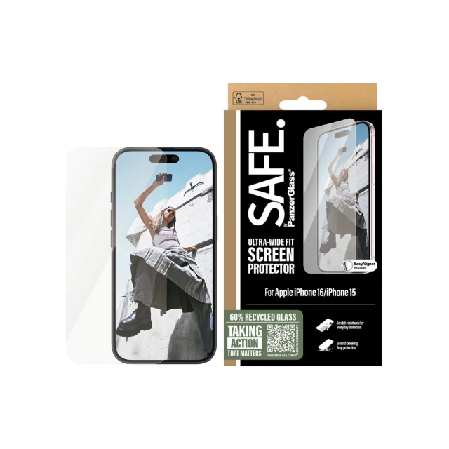 Захисне скло SAFE by PanzerGlass Ultra-Wide Fit для iPhone 16 (5715685002618)