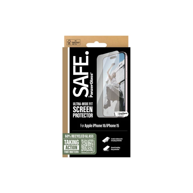 Захисне скло SAFE by PanzerGlass Ultra-Wide Fit для iPhone 16 (5715685002618)